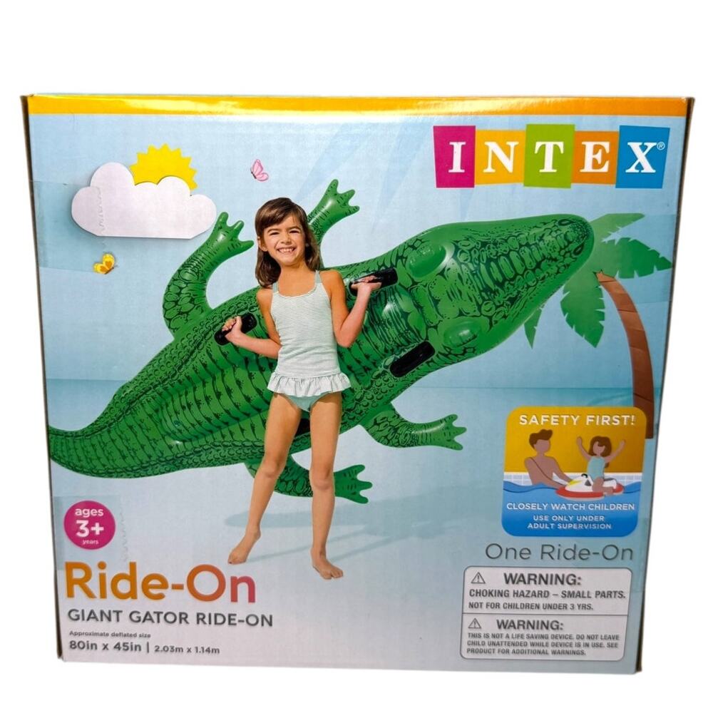 INTEX Ride-On Giant Gator Pool Float with 4 Handles